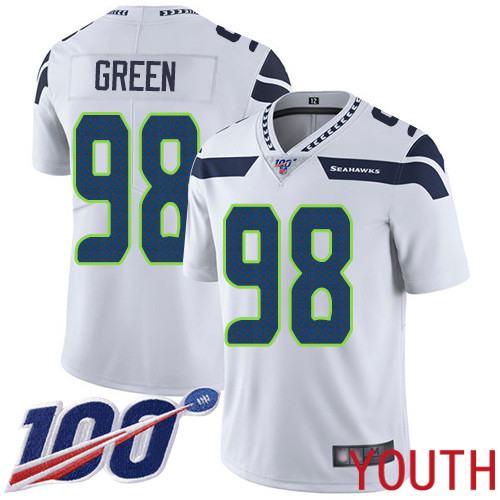 Seattle Seahawks Limited White Youth Rasheem Green Road Jersey NFL Football #98 100th Season Vapor Untouchable